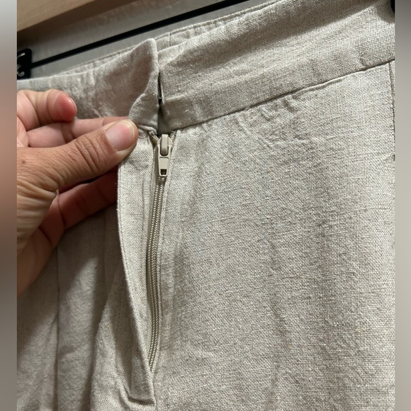 Zara Women XS Linen Blend Straight Trouser Beige HighWaist Classic - Picture 5 of 8